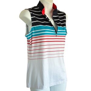 TAIL WHITE LABEL Striped Sleeveless Women's Golf Top M